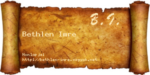 Bethlen Imre névjegykártya
